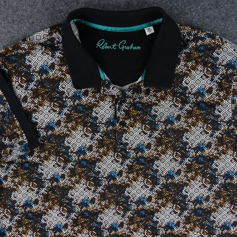 Robert Graham Polo Shirt Men's XL Multicolor Geometric Pattern Cotton New - Picture 4 of 16